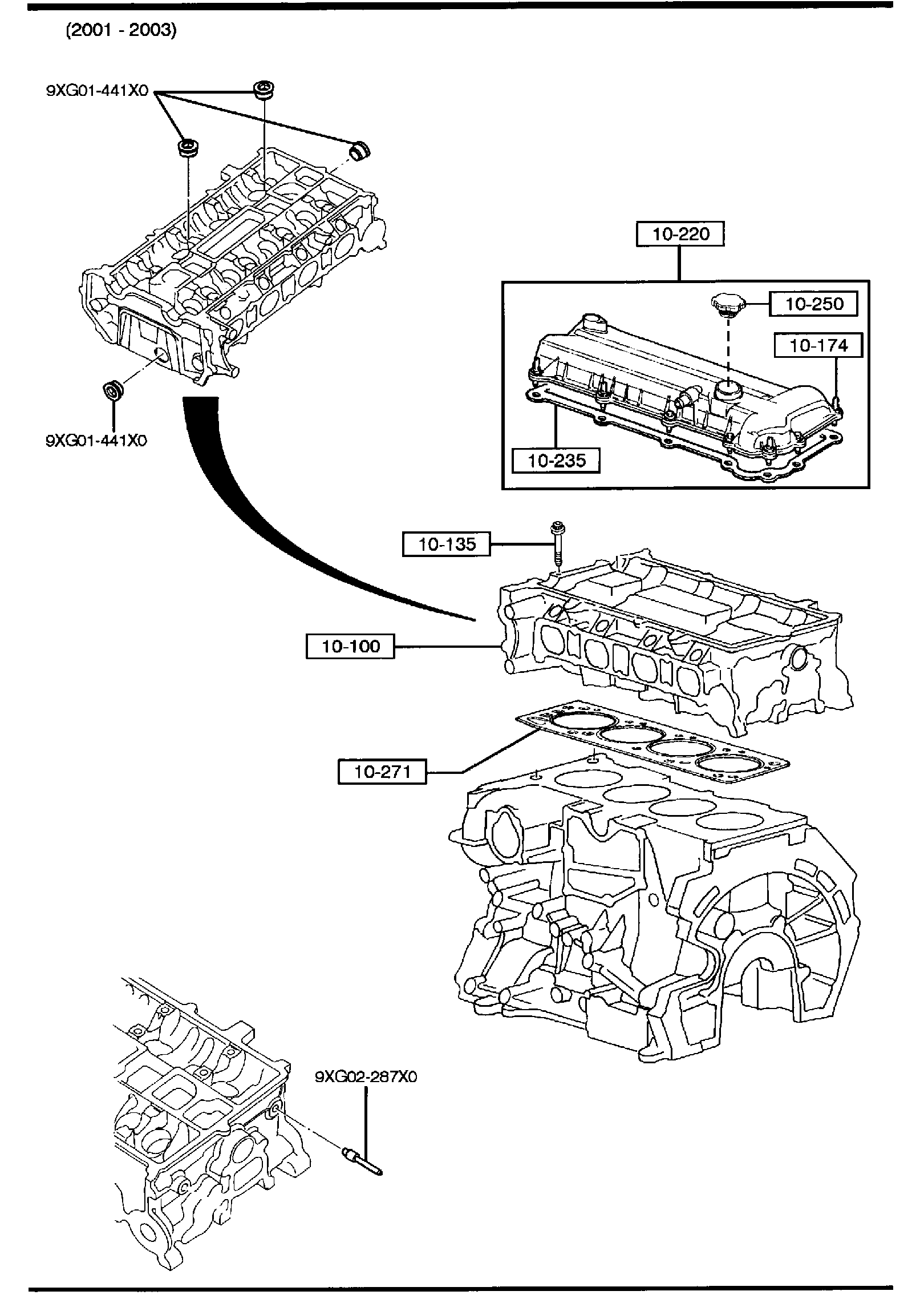 Diagram CYLINDER HEAD & COVER (2300CC) for your 2003 Mazda Tribute   