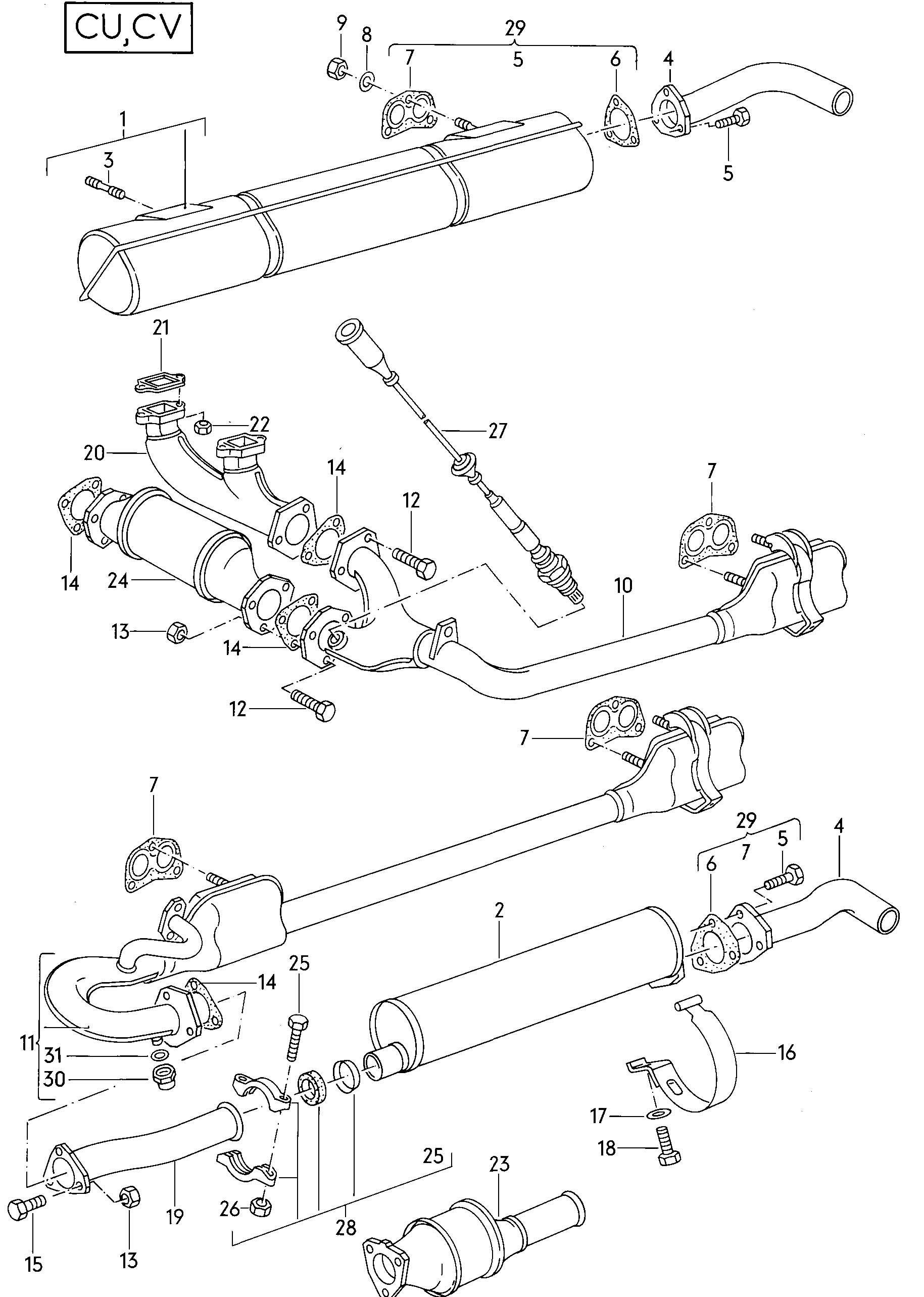 Volkswagen Vanagon Exhaust system exhaust pipe 2.0ltr.