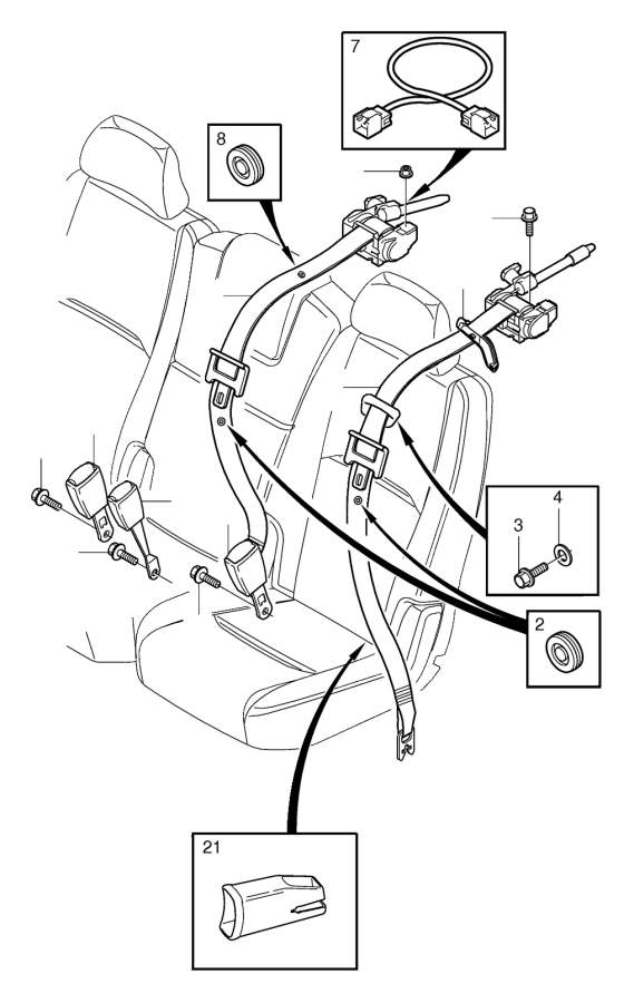View 30761009 Seat Belt Lap and Shoulder Belt (Rear, Interior code: CX5X) Full-Sized Product Image