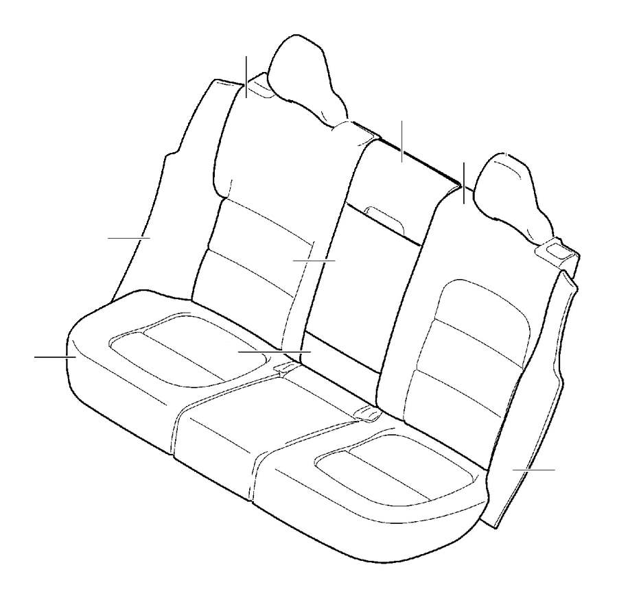 View 39804618 Seat Back Cushion Cover (Right, Rear, Interior code: E100, E101, EL01, F100, F101, FL01) Full-Sized Product Image