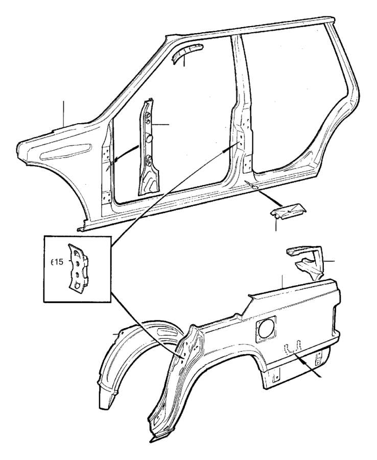 View 3526154 Rear fender, left Full-Sized Product Image