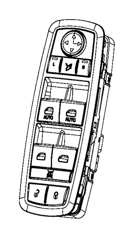 View 68590582AA Used for: SWITCH AND BEZEL. Front Door. Driver, Drivers Side, Export, Left, Left Front, Right, Right Front. Left Side. Right Side.  Full-Sized Product Image