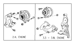 Image of BOLT, Used for: BOLT AND WASHER, Used for: SCREW AND WASHER. Hex Head, Hex Head Lock. M10x1.50x50.00, M10x1.5x50. Alternator To Bracket, Mounting, Timing Belt Cover To Block Right Rear. Inner, Outer.  [M10x1.5x50.0], A/C. image for your 2000 Chrysler 300 M