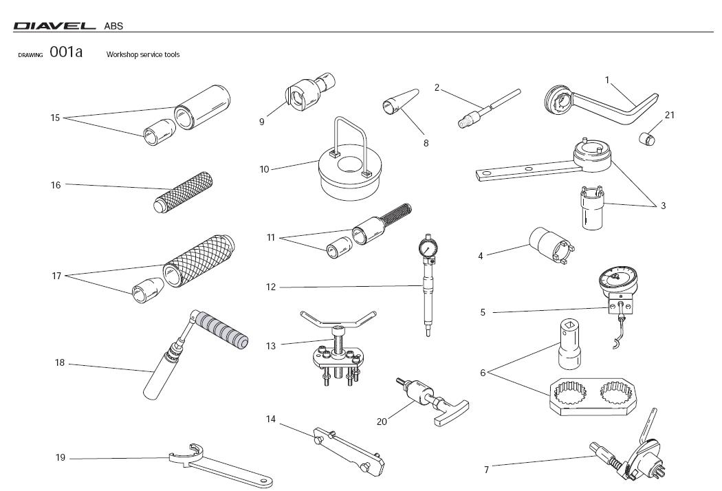 Diagram Workshop service tools for your Ducati Monster  