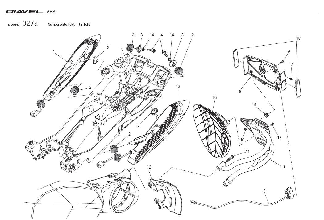 17Number plate holder - tail lighthttps://images.simplepart.com/images/parts/ducati/fullsize/DIAVEL_ABS_USA_2012086.jpg