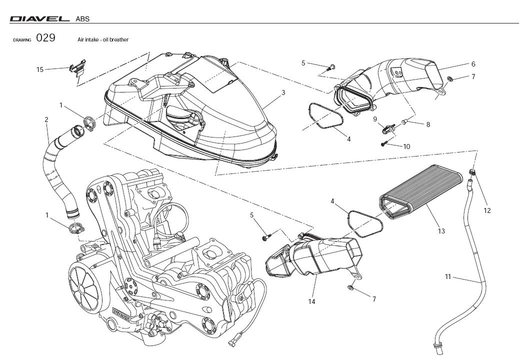 Diagram Air intake - oil breather for your Ducati