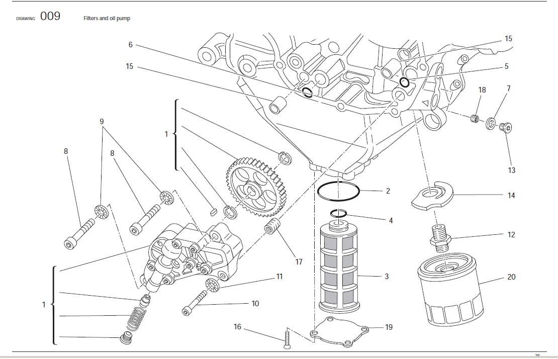 Diagram Filters and oil pump for your Ducati