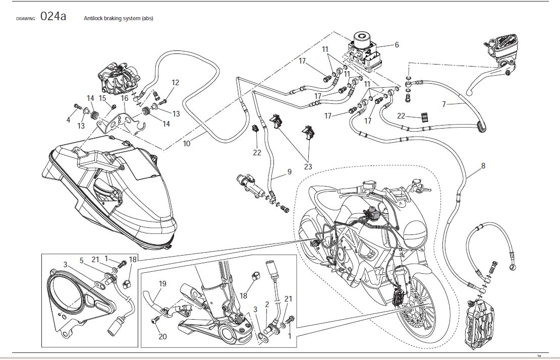 Ducati Diavel Hose guide (ABS). ANTILOCK, Brakes, BRAKING - 758.1.066 ...