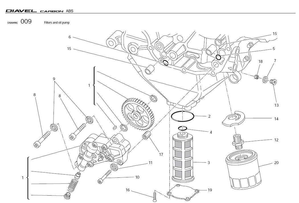 Diagram Filters and oil pump for your Ducati