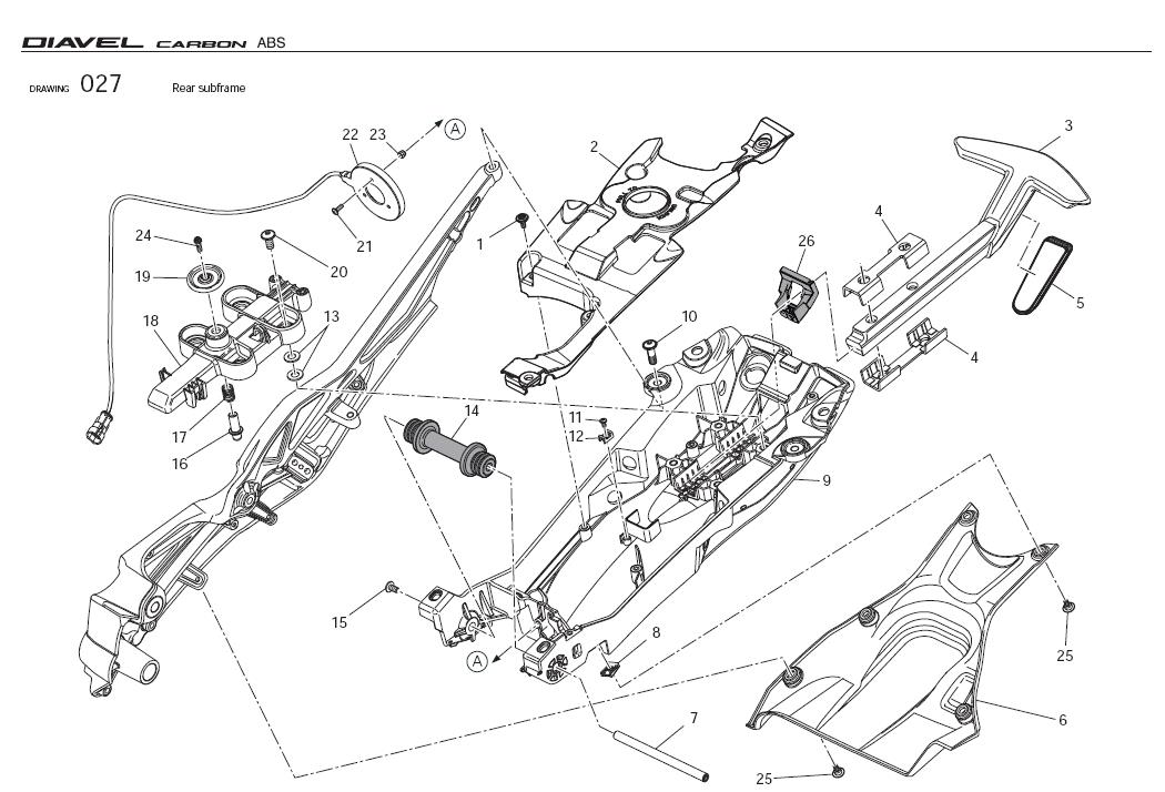 Ducati Diavel Tool box. Body, Equipment, Rear, Subframe - 559.1.010.2B ...