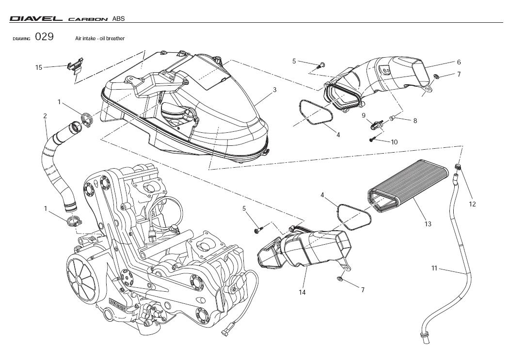 Diagram Air intake - oil breather for your Ducati