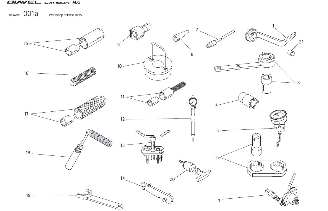 Diagram Workshop service tools for your Ducati Monster  