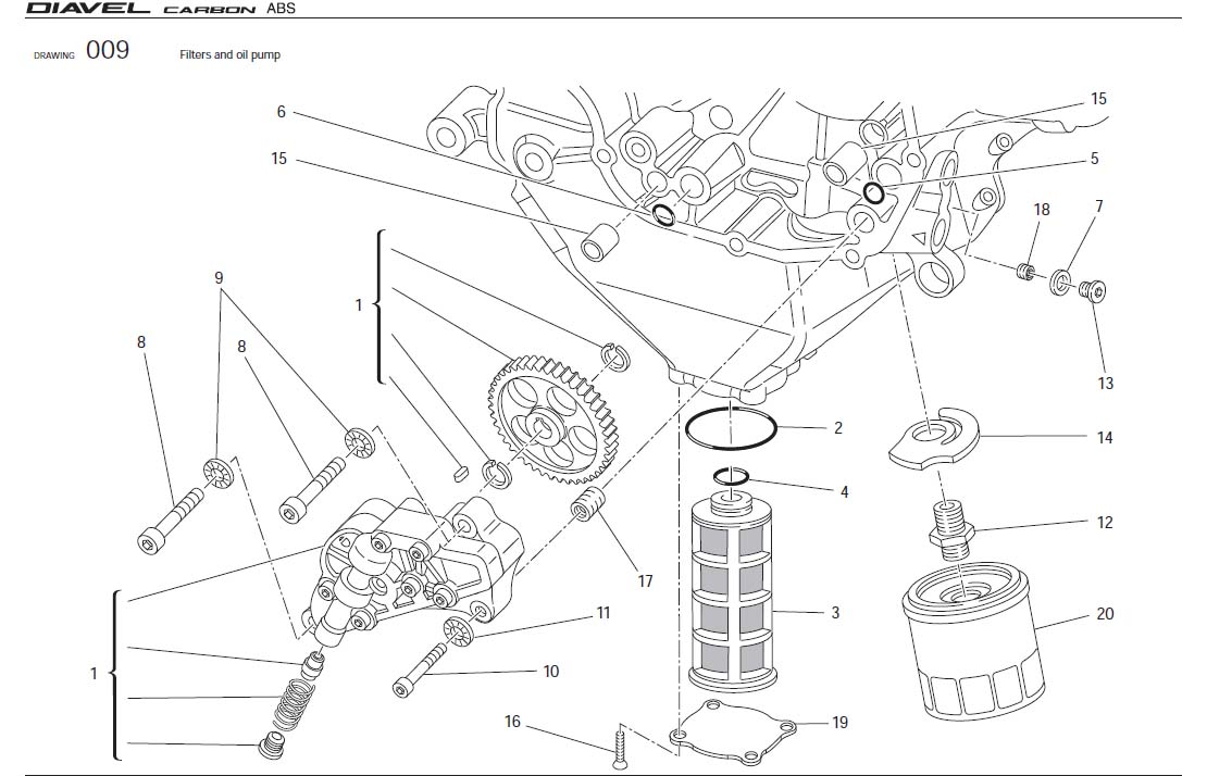 Diagram Filters and oil pump for your Ducati