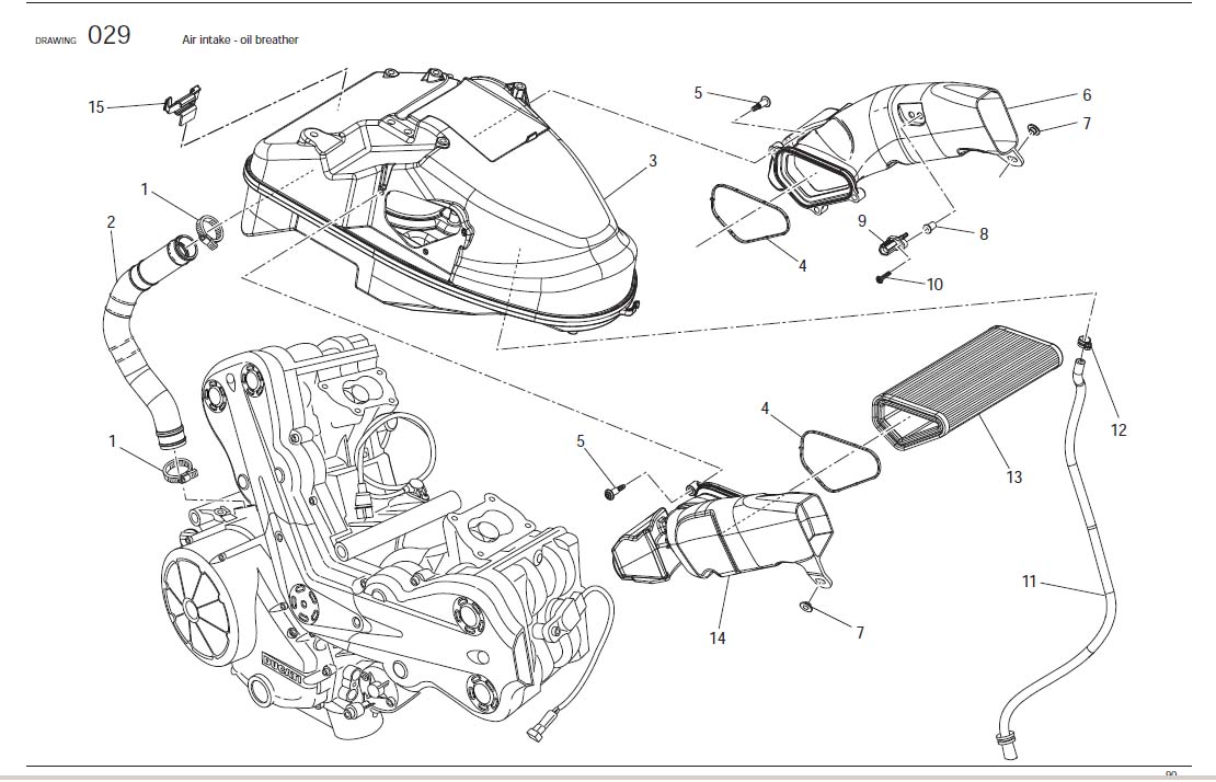 Diagram Air intake - oil breather for your Ducati