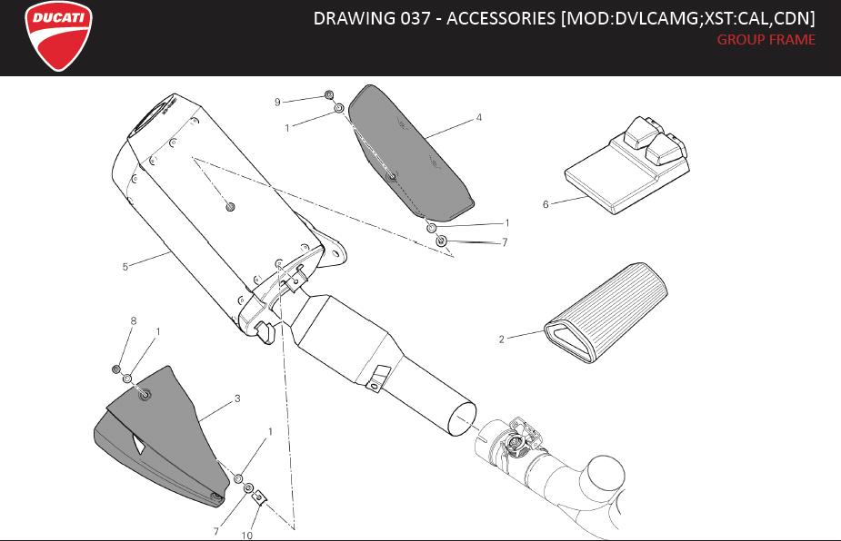 8DRAWING 037 - ACCESSORIES [MOD:DVLCAMG;XST:CAL,CDN]; GROUP FRAMEhttps://images.simplepart.com/images/parts/ducati/fullsize/DVL_AMG_MY13_USA_EN114.jpg