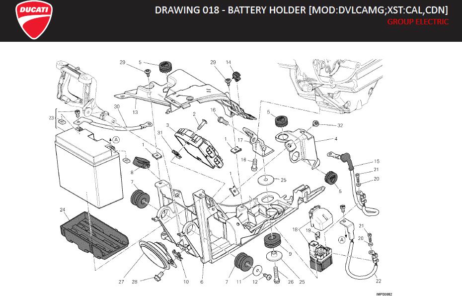 13DRAWING 018 - BATTERY HOLDER [MOD:DVLCAMG;XST:CAL,CDN]; GROUP ELECTRIChttps://images.simplepart.com/images/parts/ducati/fullsize/DVL_AMG_MY13_USA_EN_2013008.jpg