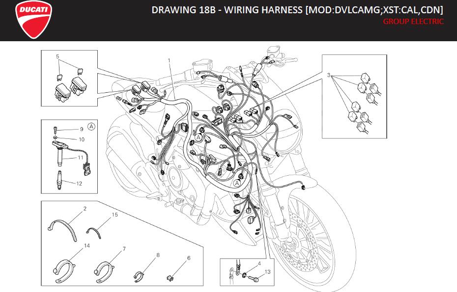 Diagram DRAWING 18B - WIRING HARNESS [MOD:DVLCAMG;XST:CAL,CDN]; GROUP ELECTRIC for your Ducati Streetfighter  