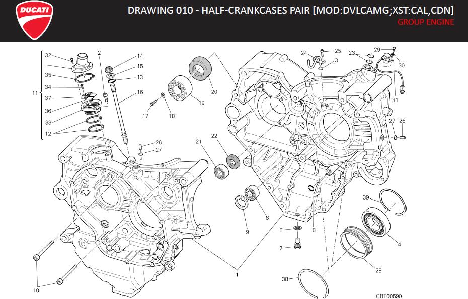 16DRAWING 010 - HALF-CRANKCASES PAIR [MOD:DVLCAMG;XST:CAL,CDN]; GROUP ENGINEhttps://images.simplepart.com/images/parts/ducati/fullsize/DVL_AMG_MY13_USA_EN_2013034.jpg