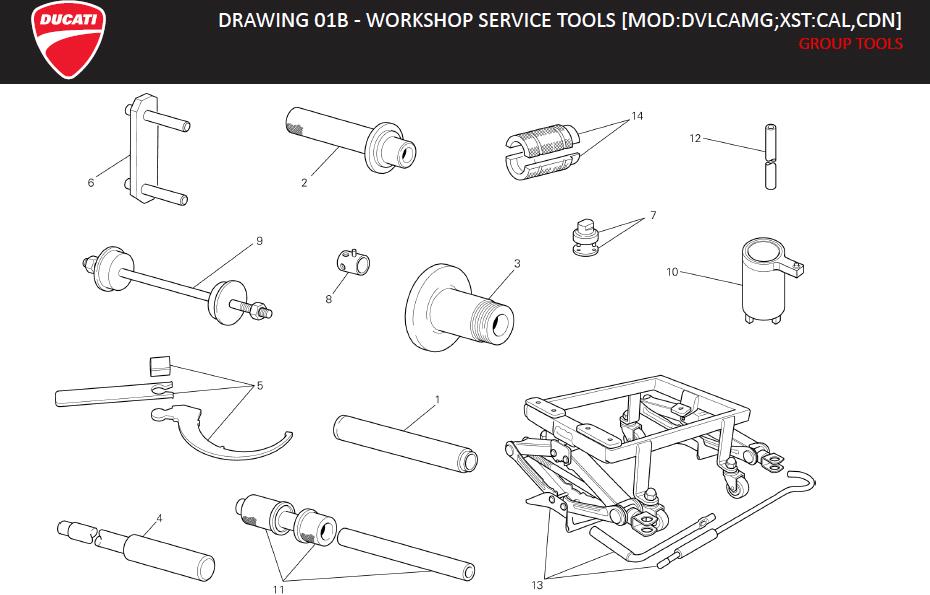 2DRAWING 01B - WORKSHOP SERVICE TOOLS [MOD:DVLCAMG;XST:CAL,CDN]; GROUP TOOLShttps://images.simplepart.com/images/parts/ducati/fullsize/DVL_AMG_MY13_USA_EN_2013070.jpg