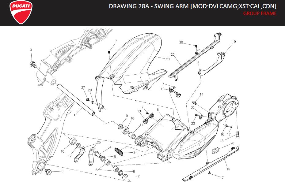 18DRAWING 28A - SWING ARM [MOD:DVLCAMG;XST:CAL,CDN]; GROUP FRAMEhttps://images.simplepart.com/images/parts/ducati/fullsize/DVL_AMG_MY13_USA_EN_2013130.jpg