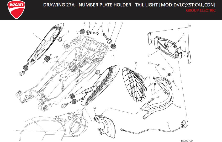 19DRAWING 27A - NUMBER PLATE HOLDER - TAIL LIGHT [MOD:DVLC;XST:CAL,CDN]; GROUP ELECTRIChttps://images.simplepart.com/images/parts/ducati/fullsize/DVL_CARBON_USA_EN_2014018.jpg