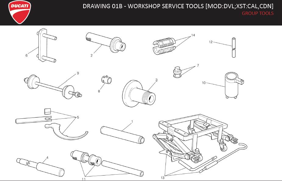 2DRAWING 01B - WORKSHOP SERVICE TOOLS [MOD:DVL;XST:CAL,CDN]; GROUP TOOLShttps://images.simplepart.com/images/parts/ducati/fullsize/DVL_DARK_USA_EN_MY13070.jpg