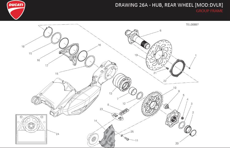 6DRAWING 26A - HUB, REAR WHEEL [MOD:DVLR]; GROUP FRAMEhttps://images.simplepart.com/images/parts/ducati/fullsize/DVL_TITANIUM_MY15_USA128.jpg