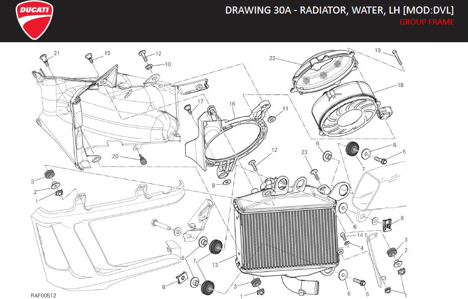 22DRAWING 30A - RADIATOR, WATER, LH [MOD:DVL]; GROUP FRAMEhttps://images.simplepart.com/images/parts/ducati/fullsize/DVL_USA_EN_2014132.jpg