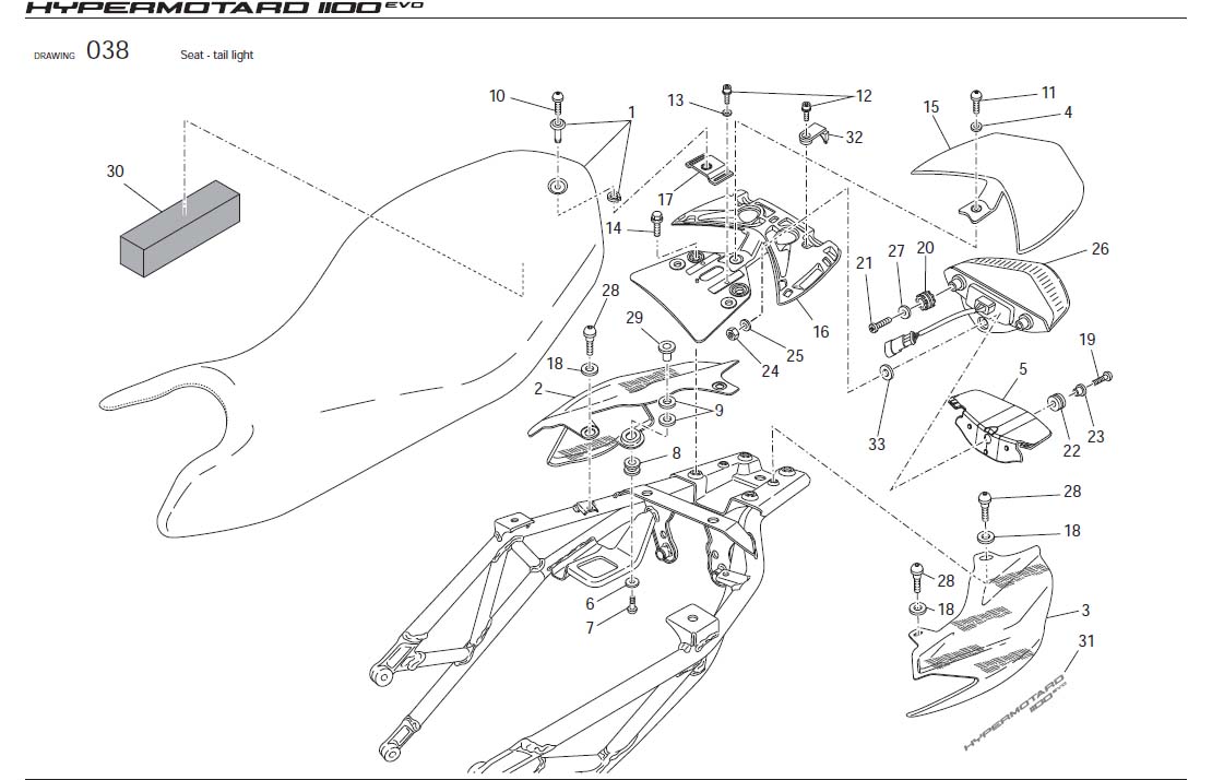 1Seat - tail lighthttps://images.simplepart.com/images/parts/ducati/fullsize/HYM1100EVO_USA_2010090.jpg