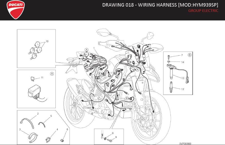 Diagram DRAWING 018 - WIRING HARNESS [MOD:HYM939SP]; GROUP ELECTRIC for your Ducati Streetfighter  