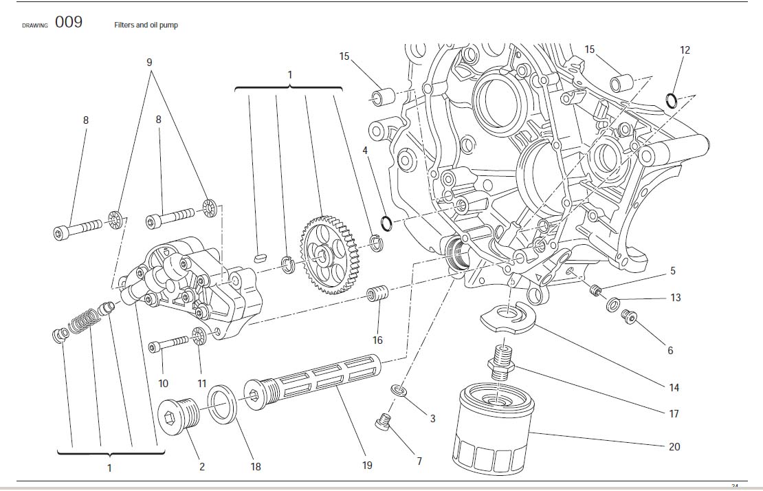 Diagram Filters and oil pump for your Ducati