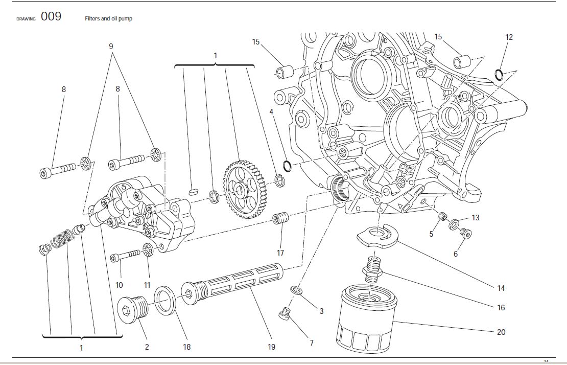 Diagram Filters and oil pump for your Ducati