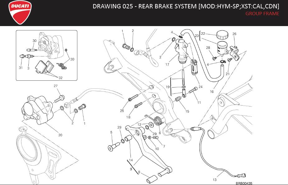 19DRAWING 025 - REAR BRAKE SYSTEM [MOD:HYM-SP;XST:CAL,CDN]; GROUP FRAMEhttps://images.simplepart.com/images/parts/ducati/fullsize/HYM_SP_MY13_USA_EN084.jpg