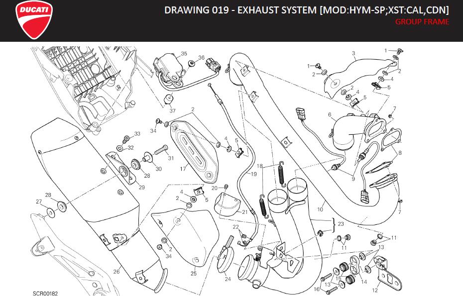 23DRAWING 019 - EXHAUST SYSTEM [MOD:HYM-SP;XST:CAL,CDN]; GROUP FRAMEhttps://images.simplepart.com/images/parts/ducati/fullsize/HYM_SP_MY13_USA_EN_2013070.jpg