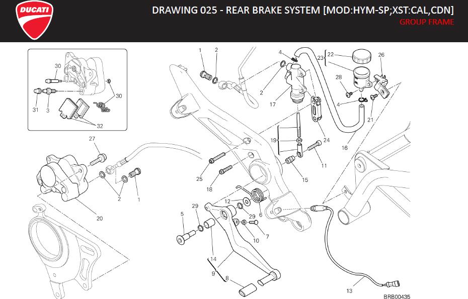 32DRAWING 025 - REAR BRAKE SYSTEM [MOD:HYM-SP;XST:CAL,CDN]; GROUP FRAMEhttps://images.simplepart.com/images/parts/ducati/fullsize/HYM_SP_MY13_USA_EN_2013084.jpg