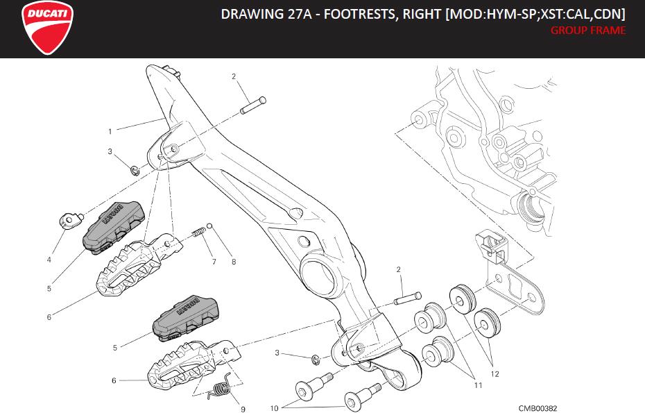 6DRAWING 27A - FOOTRESTS, RIGHT [MOD:HYM-SP;XST:CAL,CDN]; GROUP FRAMEhttps://images.simplepart.com/images/parts/ducati/fullsize/HYM_SP_MY13_USA_EN_2013112.jpg