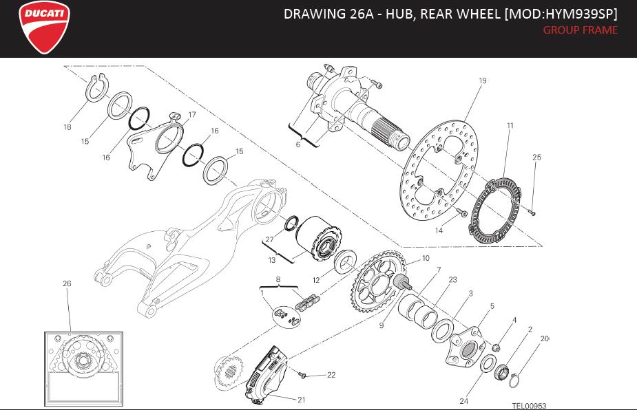 21DRAWING 26A - HUB, REAR WHEEL [MOD:HYM939SP]; GROUP FRAMEhttps://images.simplepart.com/images/parts/ducati/fullsize/HYPERMOTARD939SP_EN_US_MY17126.jpg