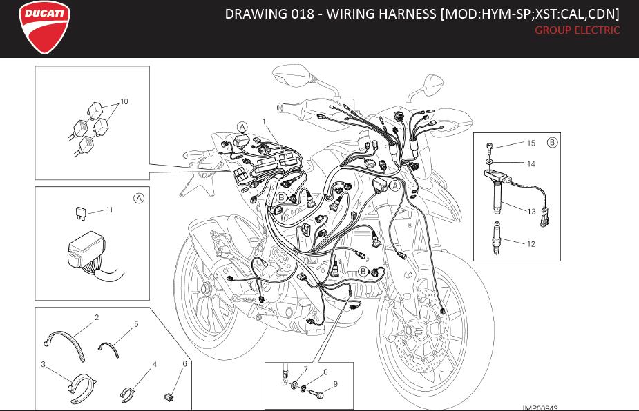 Diagram DRAWING 018 - WIRING HARNESS [MOD:HYM-SP;XST:CAL,CDN]; GROUP ELECTRIC for your Ducati Streetfighter  