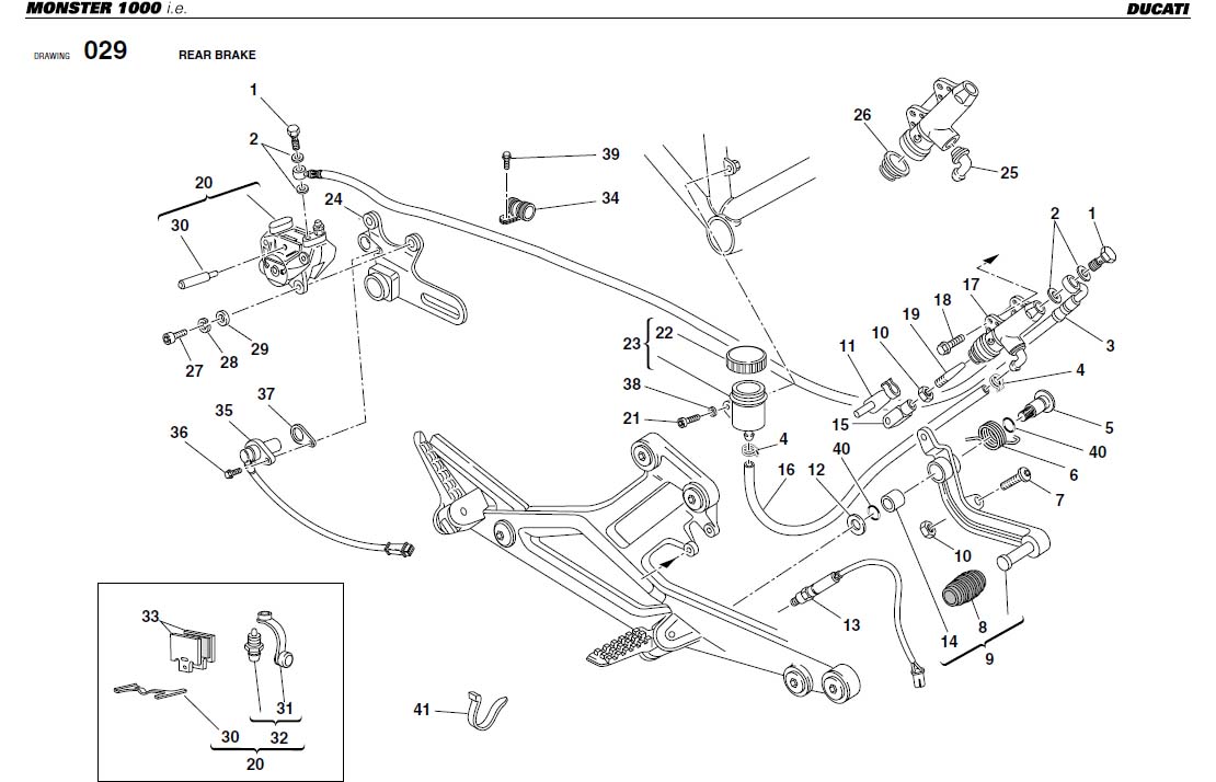 Ducati Monster Rear brake caliper. Brakes - 611.4.022.1A | Cross ...