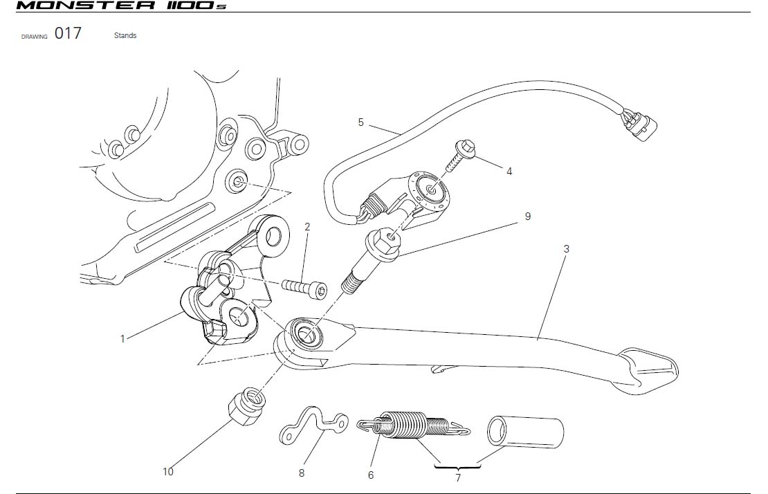 Ducati Monster Side stand. Body, Equipment, FRAME, Stands - 556.1.013 ...