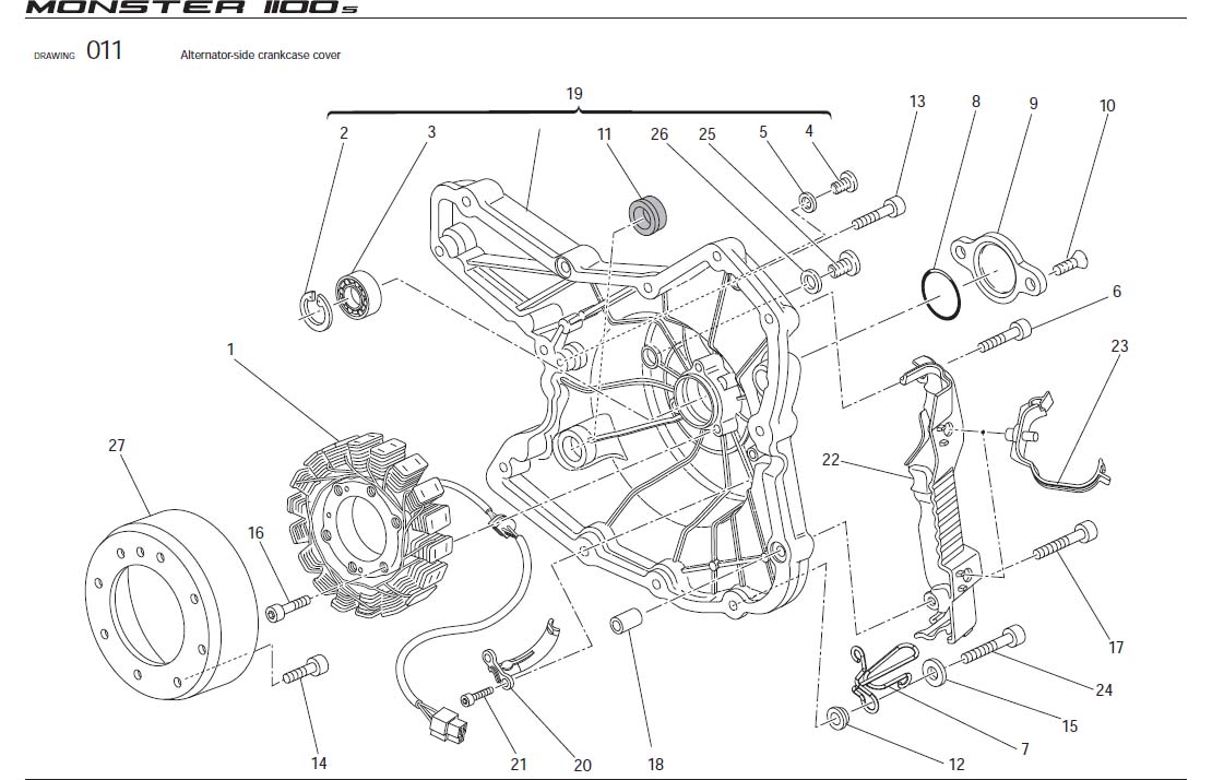 Ducati Monster Cover. Alternator-side, Crankcase, Engine - 247.1.210 ...