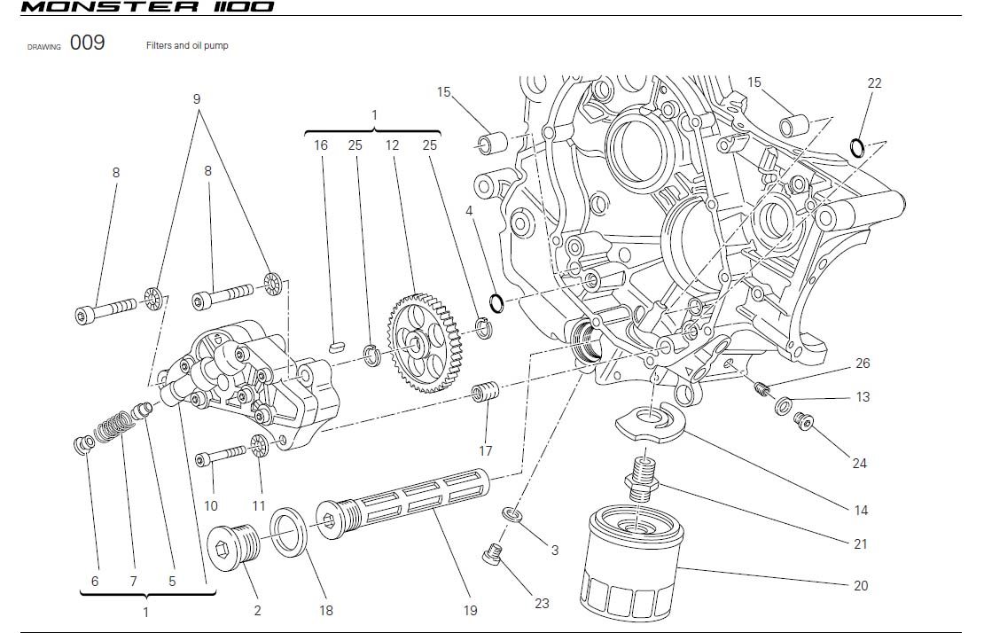 Diagram Filters and oil pump for your Ducati