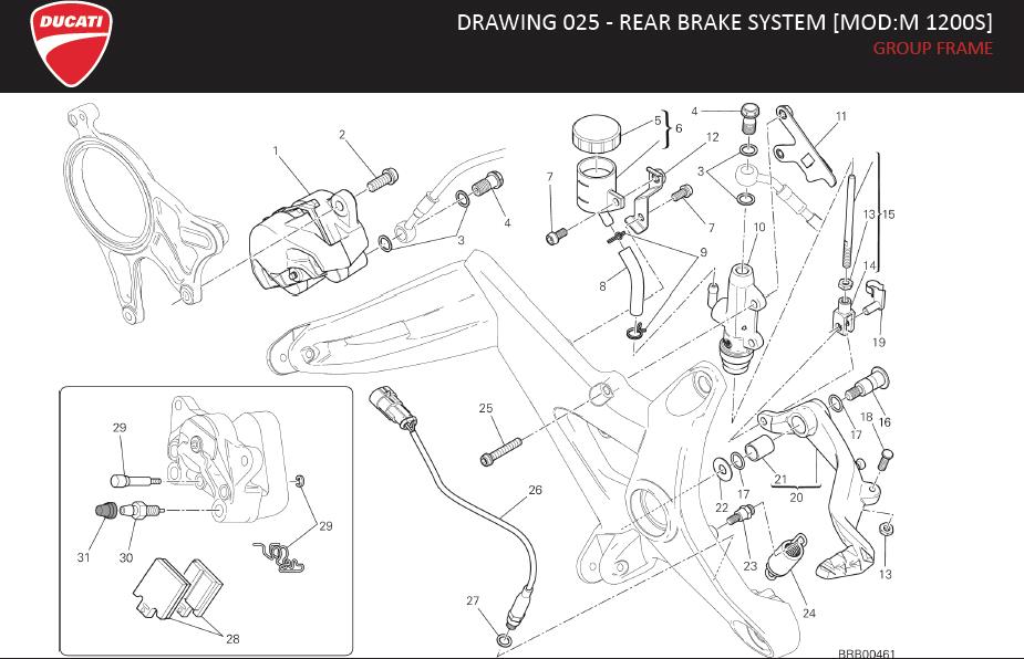 28DRAWING 025 - REAR BRAKE SYSTEM [MOD:M 1200S]; GROUP FRAMEhttps://images.simplepart.com/images/parts/ducati/fullsize/M1200_S_USA_MY15_EN092.jpg