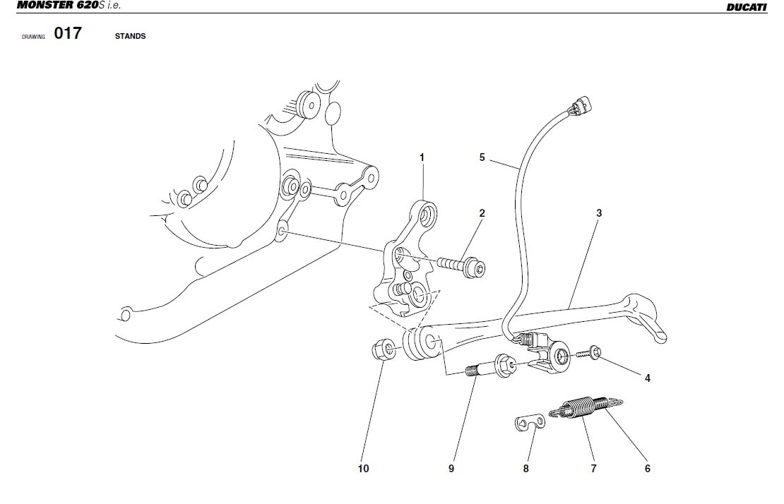 Diagram STANDS for your 2011 Ducati Monster 696 Standard 