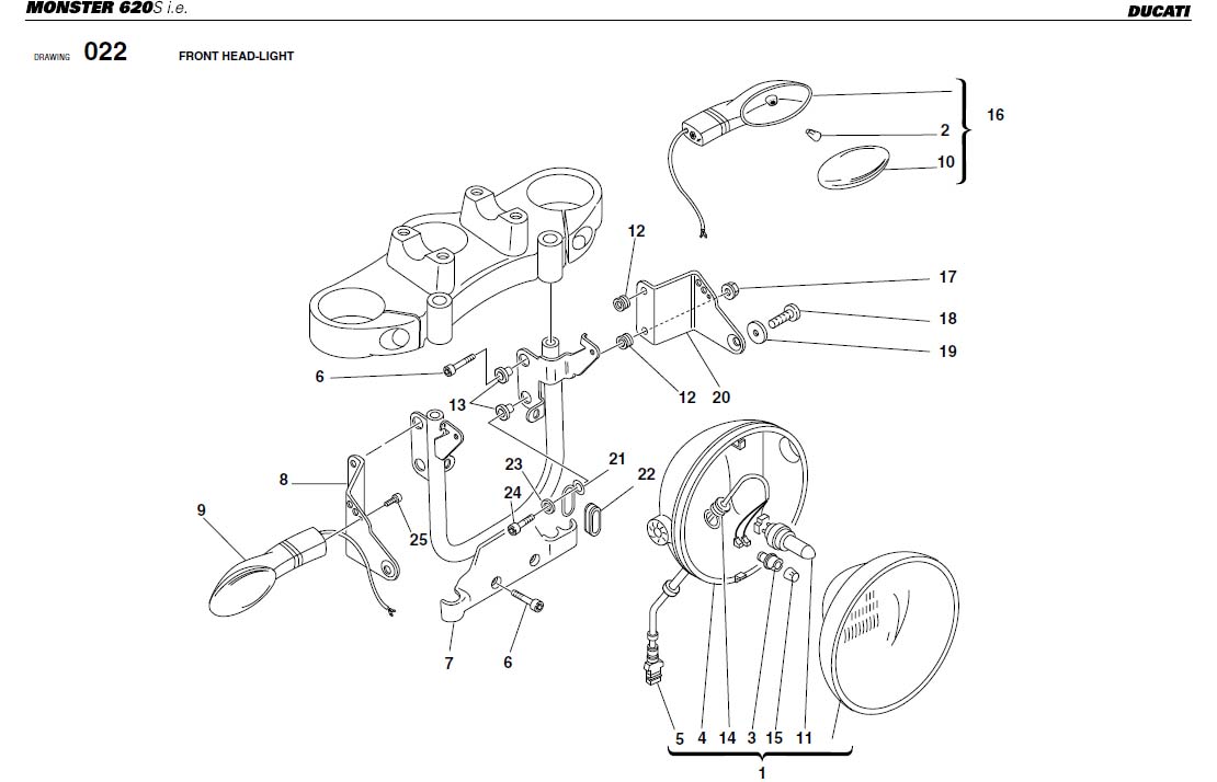 Diagram FRONT HEAD-LIGHT for your Ducati Monster  