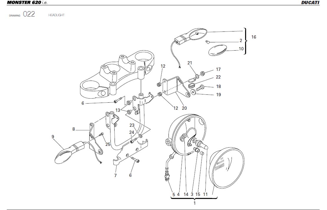 Diagram HEADLIGHT for your Ducati Monster  