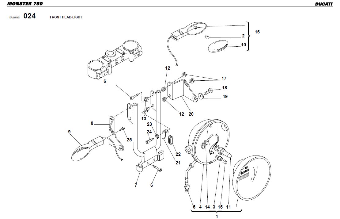 Diagram FRONT HEAD-LIGHT for your Ducati Monster  