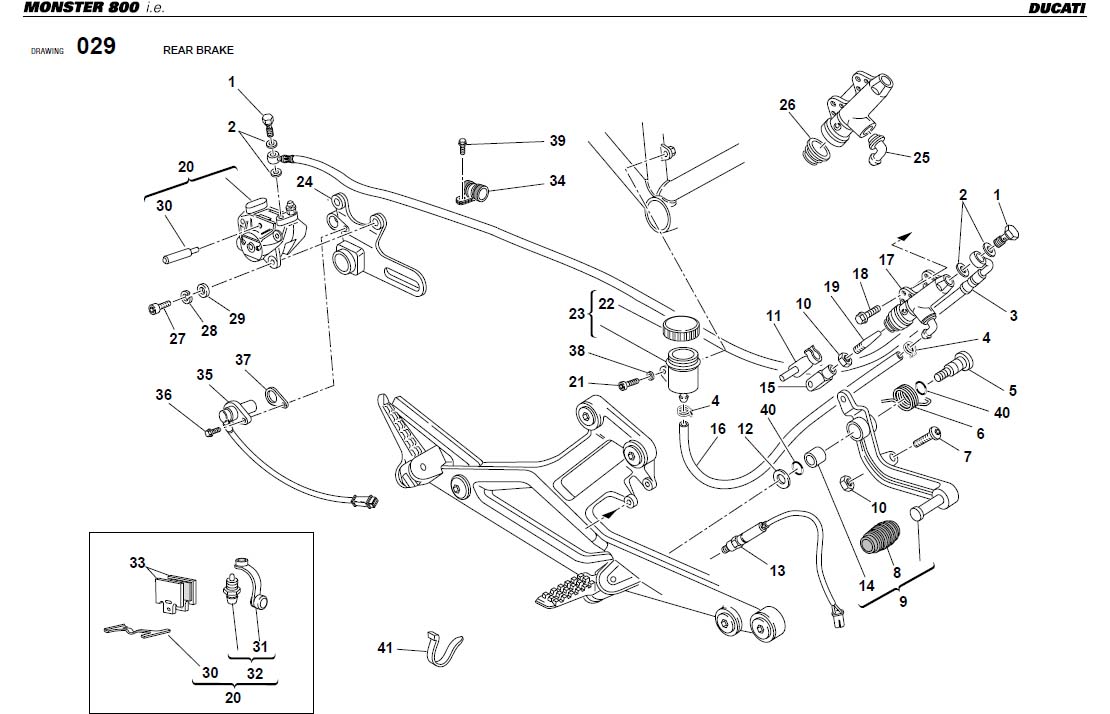Diagram REAR BRAKE for your 2004 Ducati Monster 800 Standard 