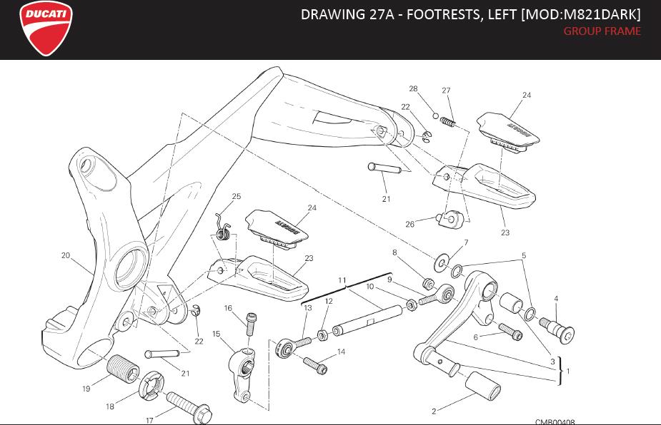 21DRAWING 27A - FOOTRESTS, LEFT [MOD:M821DARK]; GROUP FRAMEhttps://images.simplepart.com/images/parts/ducati/fullsize/M821_DARK_USA_MY15_EN126.jpg