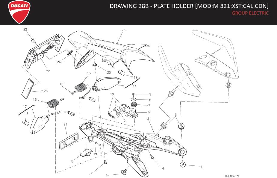 1DRAWING 28B - PLATE HOLDER [MOD:M 821;XST:CAL,CDN]; GROUP ELECTRIChttps://images.simplepart.com/images/parts/ducati/fullsize/M821_USA_MY15_EN020.jpg